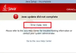 error code 1618 java install