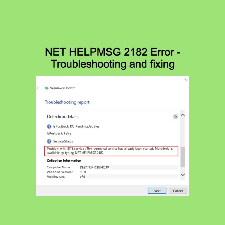 Net helpmsg 2182 windows 10 как исправить